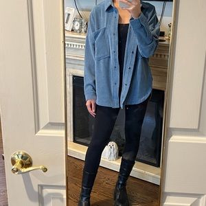 Brand: Zara, Size: small, Color: Blue, Model Height: 5’5”